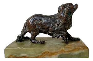 Cavalier King Charles Spaniel in Bronze and Green Onyx by Pierre-Jules Méne