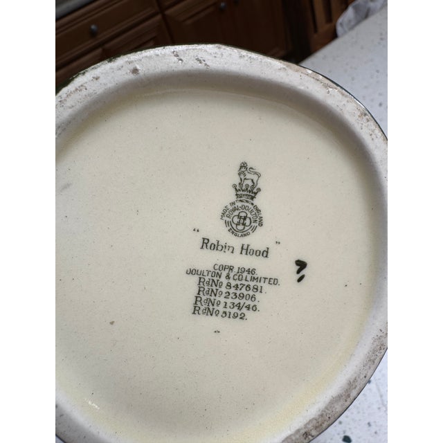 Vintage Royal Doulton “Robin Hood” Large Character Jug – Made in England, 1946 For Sale - Image 9 of 9