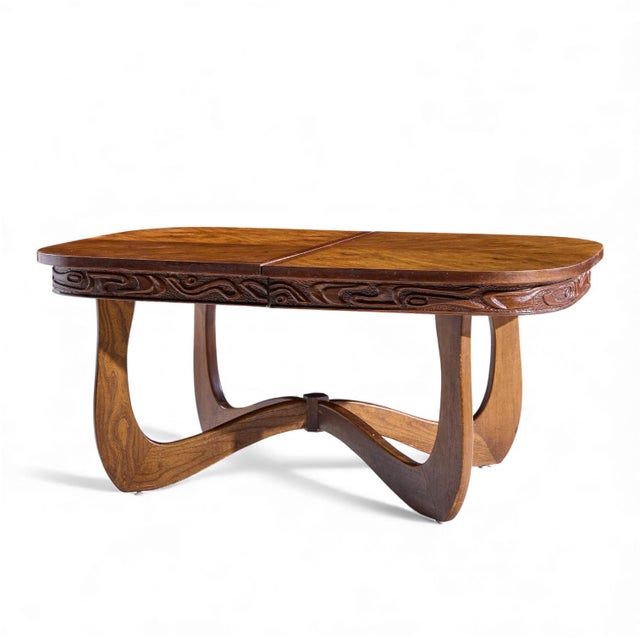 Brown Witco Style Pulaski Oceanic Mid Century Dining Table With 2 Leaves For Sale - Image 8 of 13