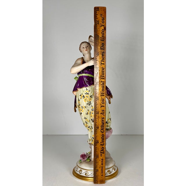 Dresden Volkstedt Porcelain Figurine Woman Dancer Musician For Sale - Image 16 of 18