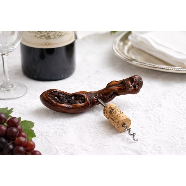 Authentic vintage French grapevine corkscrew featuring a naturally sculpted grapevine root handle paired with a steel...
