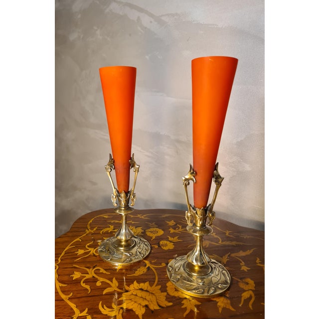 Art Nouveau Bronze and Pâte De Verre Vases, 1900s, Set of 2 For Sale - Image 3 of 8