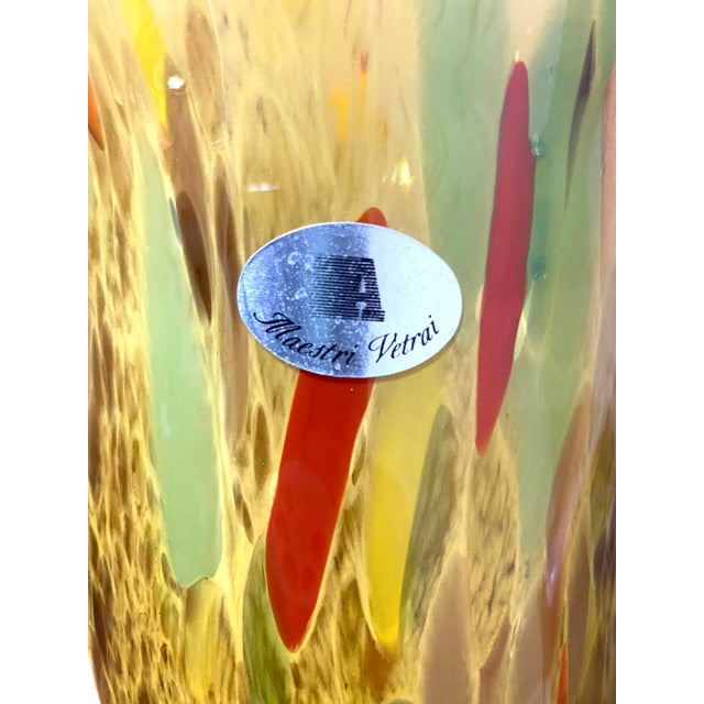 Vintage Murano Art Glass Vase Hand Blown Italian Gold Fleck Azzurra Maestri Vetrai For Sale - Image 10 of 11