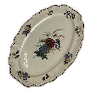 Oval Agreste Plate from Sarreguemines, 1930s For Sale