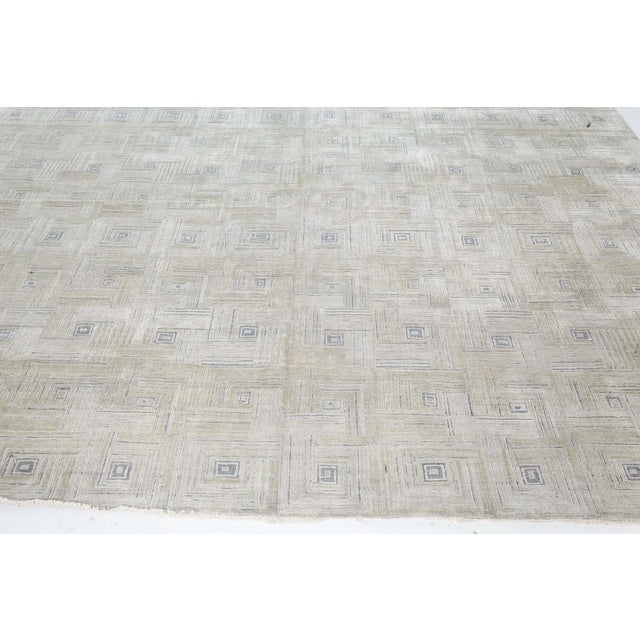 Contemporary Geometric 'Maze' Hand Knotted Silk Rug by Doris Leslie Blau For Sale In New York - Image 6 of 8