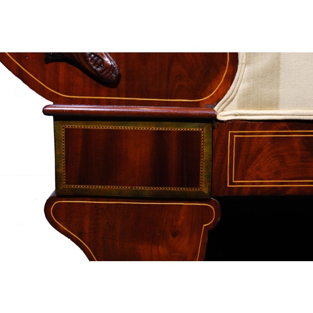 Mid 19th Century Biedermeier Sofa Mahogany and Pearwood Inlay With Regal Carved Eagles For Sale - Image 4 of 8
