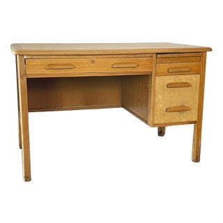 Oak Double Pedestal Desk, 1940s For Sale