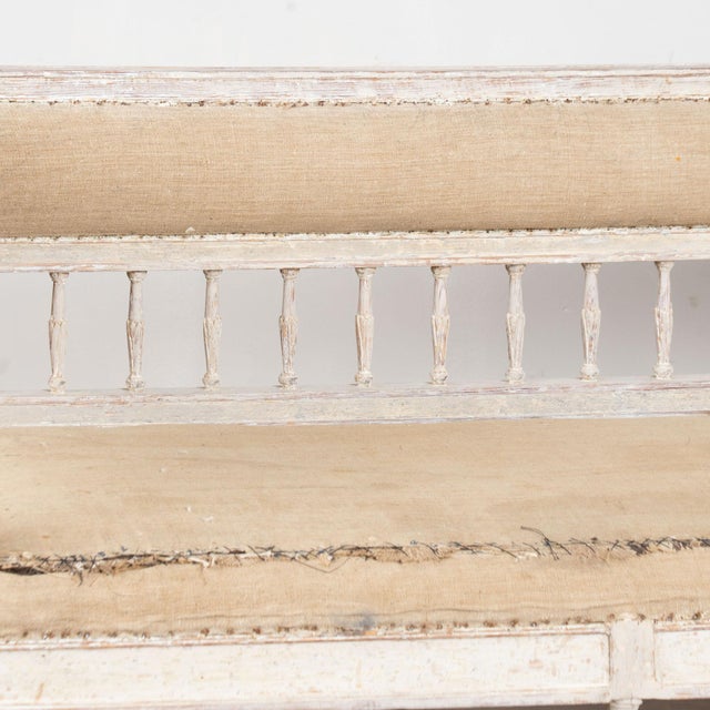White Early 19th Century Swedish Gustavian White Painted Long Bench For Sale - Image 8 of 15