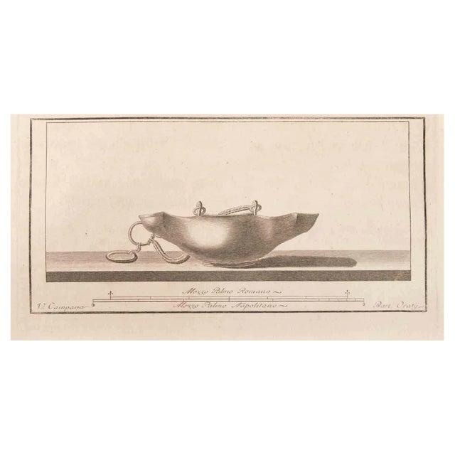 Vincenzo Campana, Oil Lamp to Hang, Etching, 18th Century For Sale