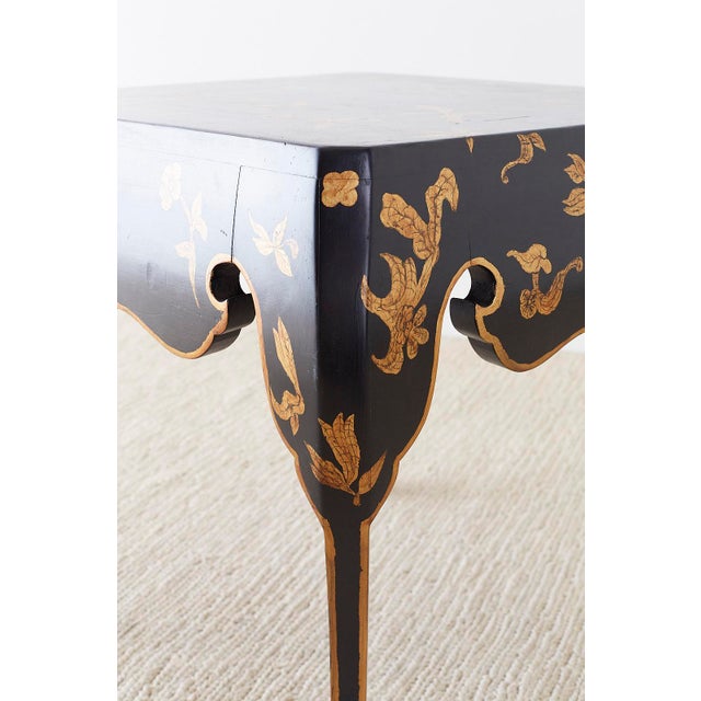 Black Chinoiserie Style Black Lacquer Parcel Gilt Center Table For Sale - Image 8 of 13