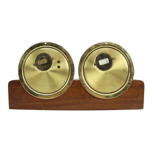 Brass Seth Thomas Corsair Model E537-010 Brass & Mahogany Ship’s Clock Set C1968 For Sale - Image 8 of 10