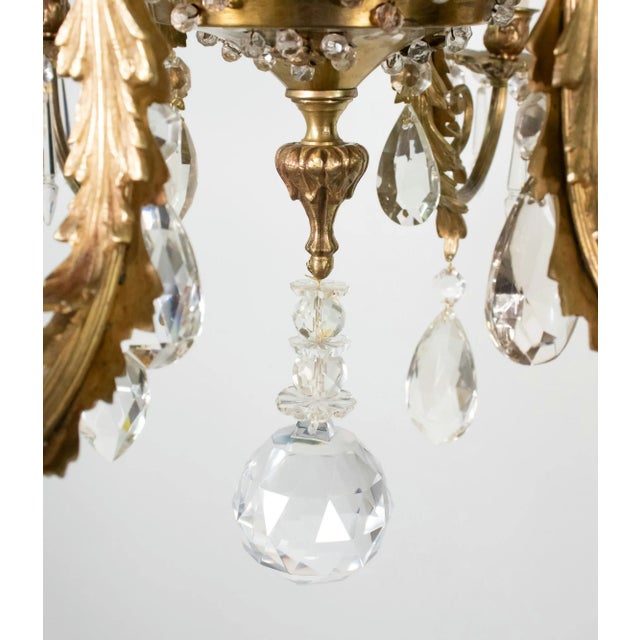 Early 20th Century French Rococo Revival Six Arm Gilt Bronze and Crystal Chandelier With Porcelain Plaques For Sale - Image 12 of 16