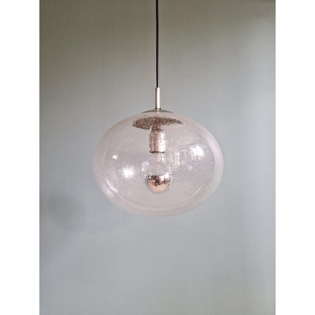 Silver Space Age Pendant Light in Clear Bubbled Glass, 1960s-1970s For Sale - Image 8 of 13