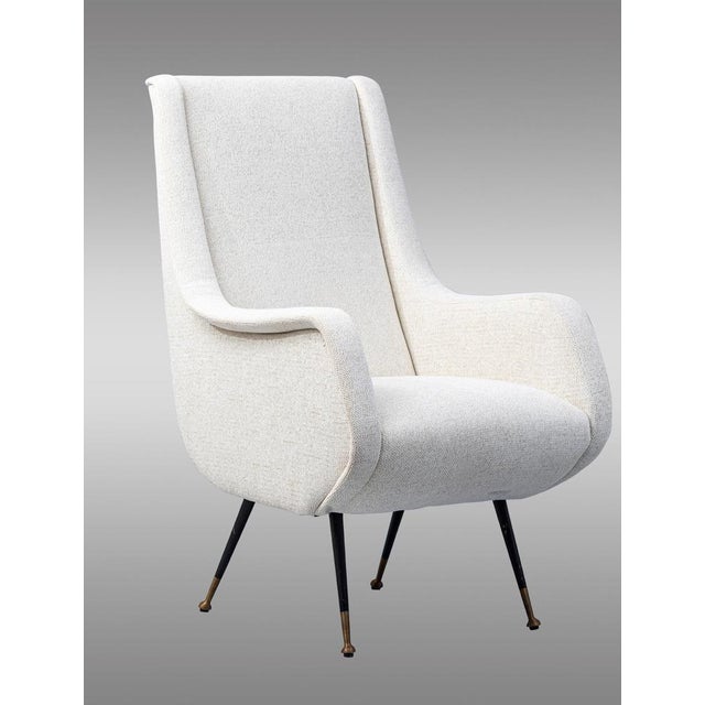 Italian Armchairs in Wool with Metal Legs, 1950s, Set of 2 For Sale - Image 6 of 6