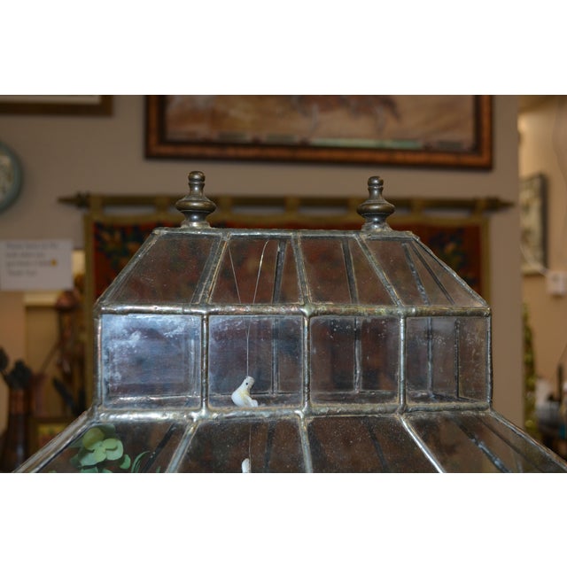 Modern 1970s Handcrafted Dome Top Stained Glass Terrarium Green & Copper W/ Single Door - Fairy Garden For Sale - Image 3 of 14