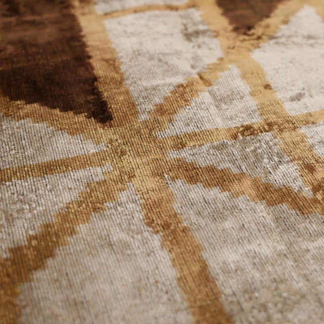 The Artisan Geometric Silk Velvet Pillow - Bronze & Gold 20x20 In For Sale In San Francisco - Image 6 of 8