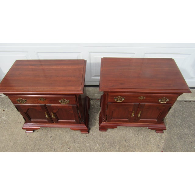 Item: Pair Nightstands Details: Cherry Great Designer Look/Quality Piece Drawer/With Drawers Marked James Sterling Great...