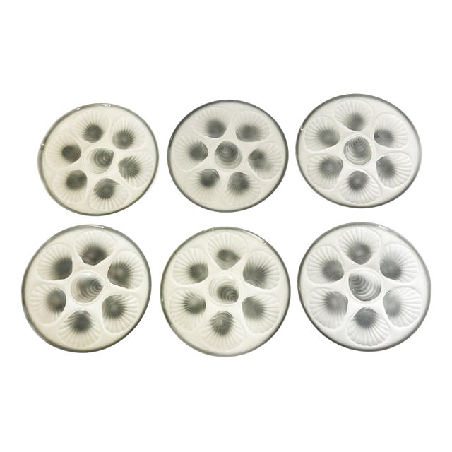 Oyster Plates in Ceramic, France, 1970s, Set of 6 For Sale