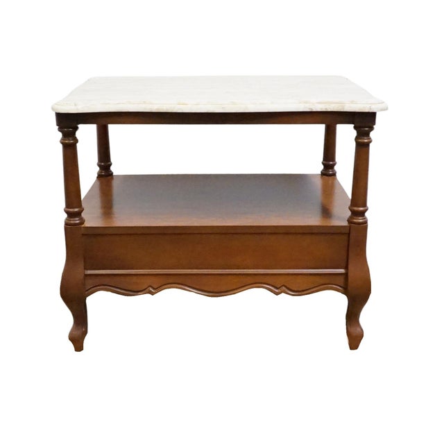 Hammary Furniture Solid Cherry Country French 20" Accent End Table W. White Granite Top For Sale - Image 10 of 12