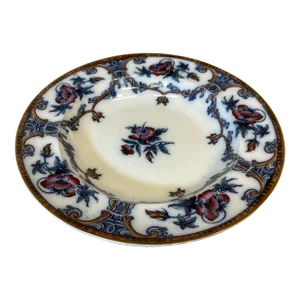 Antique Wedgwood Pearl-Ware Flow Blue Shannon Pattern Rimmed Soup Bowl From England - Circa 1850