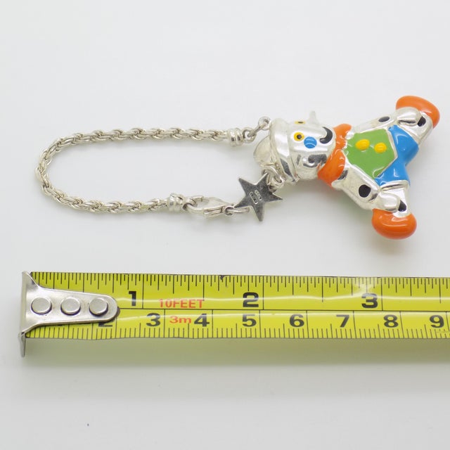 Vintage Italian Handmade Sterling Silver 925 Children Bracelet with Large Pinocchio Pendant, 1980s For Sale - Image 11 of 12