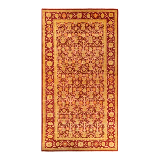 Eclectic, One-of-a-Kind Hand-Knotted Runner Rug - Red, 8' 2" x 15' 7" For Sale