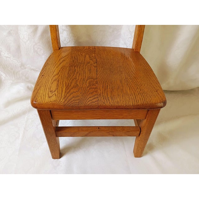 Wood Mid Century Mission Style Wooden School Chair Solid Oak Schoolhouse Kids Playroom Furniture For Sale - Image 7 of 10