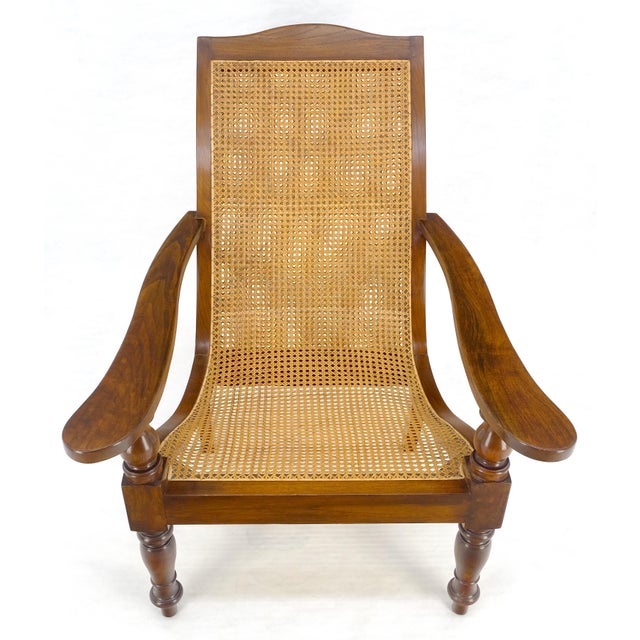 Solid Turned Teak Mid Century Modern Cane Back Lounge Chair MINT For Sale - Image 18 of 18