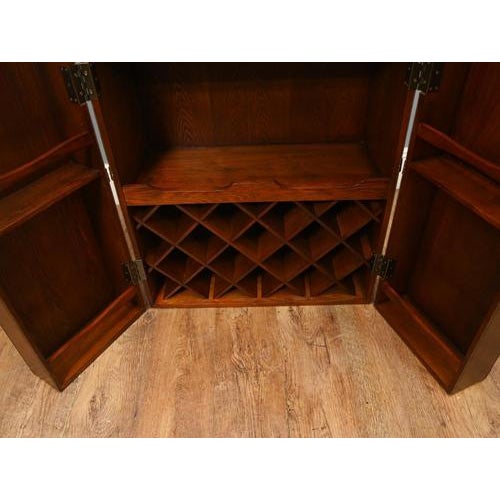 Brown Campaign Leather Drinks Cabinet with Mirror For Sale - Image 8 of 13