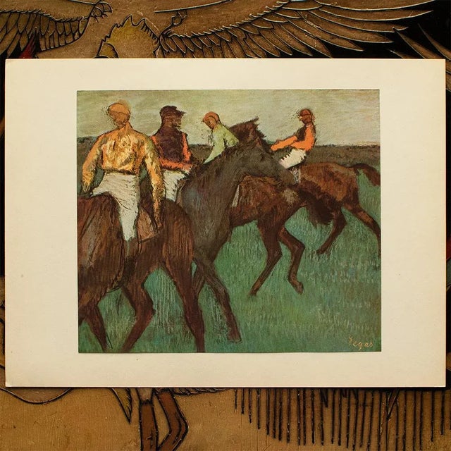 1940s 1940s After Edgar Degas "Jockeys" Vintage Full Color Print From Geneva For Sale - Image 5 of 8
