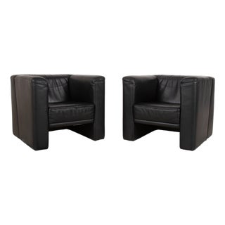 Chairs in Black Leather from Brühl, Set of 2 For Sale