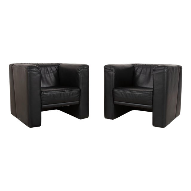 Chairs in Black Leather from Brühl, Set of 2 For Sale