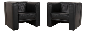 Chairs in Black Leather from Brühl, Set of 2