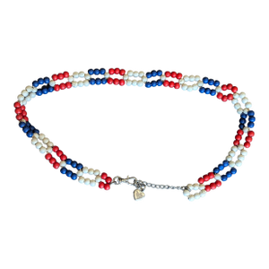 Iconic, Early 70s Red White and Blue Beaded Belt