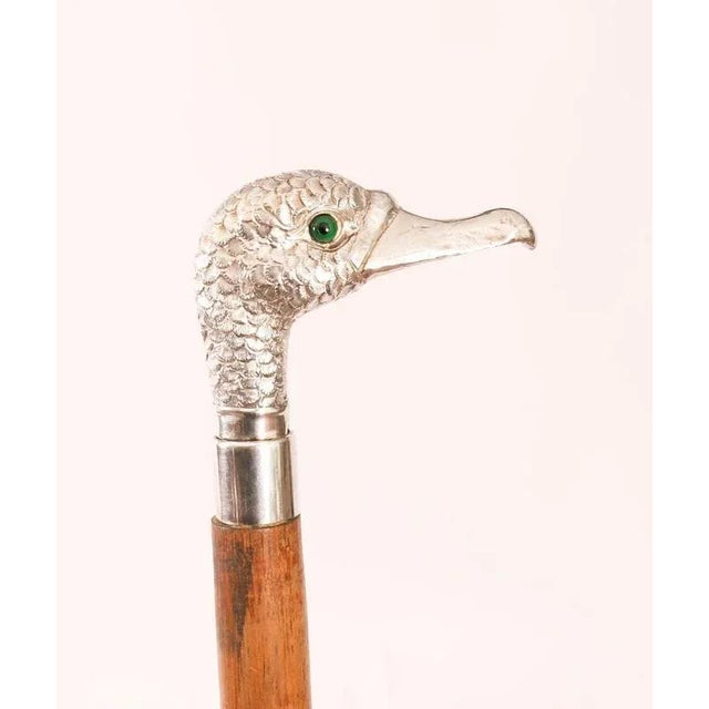 Antique Walking Stick Cane with Silver Duck Head, 1890s For Sale - Image 9 of 13
