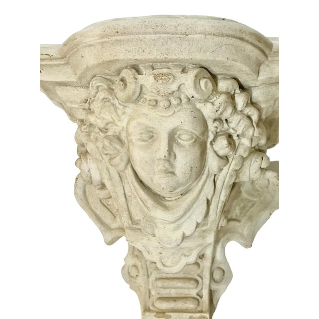 Mid 20th Century Vintage French Architectural Neoclassical Style Concrete Cherub or Putti Wall Bracket Shelf For Sale - Image 5 of 12
