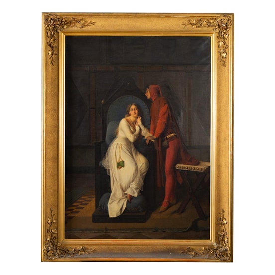 F. Valaperta, Ghismunda and Guiscardo, Oil on Canvas For Sale