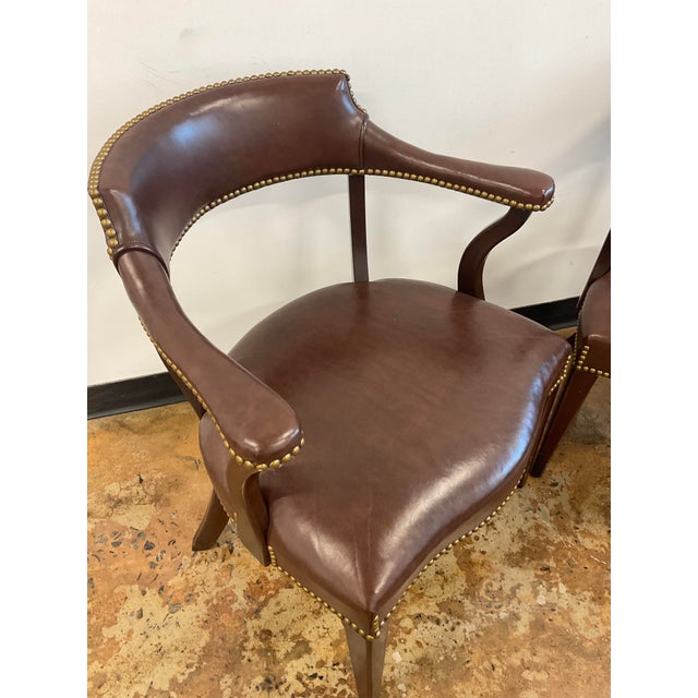 Brown Pair of Late 20th Century Executive Side Chairs in Leather by Hickory Chair For Sale - Image 8 of 18