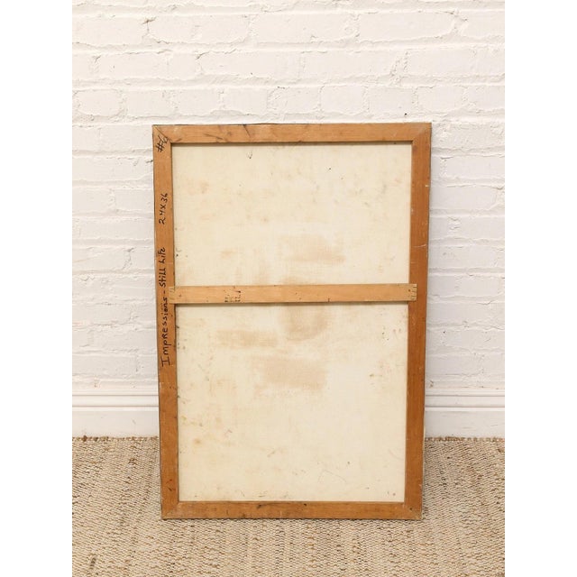 Mid-Century Modern Mid 20th Century Cobalt and Crimson Geometric Abstract Painting With Ochre and Black For Sale - Image 3 of 6
