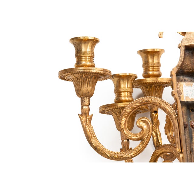 Early 20th Century Early 20th Century French Bronze Blue Painted Five-Light Antique Wall Sconces - a Pair For Sale - Image 5 of 13