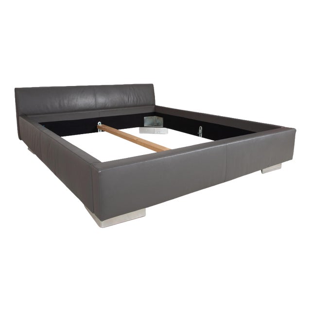 Leather Bed in Grey from Machalke For Sale