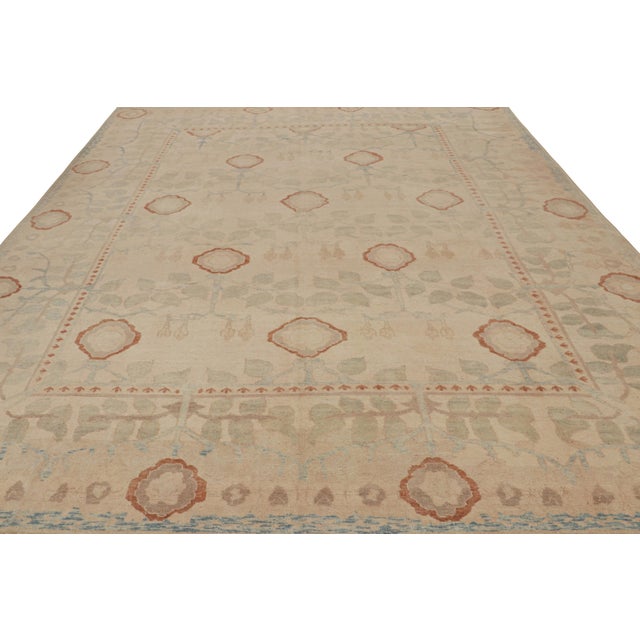 Traditional Rug and Kilim’s Antique Oushak Rug in Beige and Red Floral Pattern For Sale - Image 3 of 7
