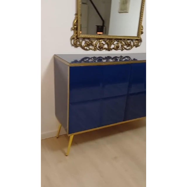 Not Yet Made - Made To Order Sideboard in Sapphire Blue Glass and Brass from Justfurnituress SRL For Sale - Image 5 of 9