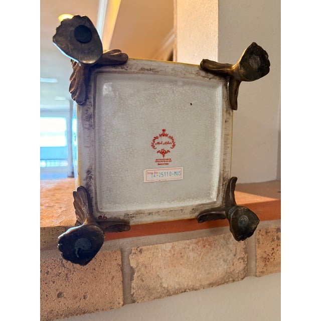 Vintage Set of 2 Large Yellow Gold Paw Footed Garden Urn Jars Brass Caps For Sale - Image 14 of 18