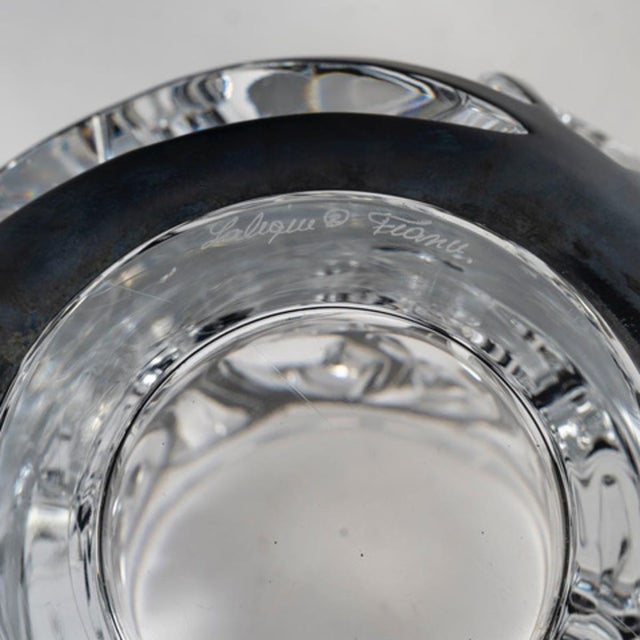 Lalique crystal: tourbillons vase colorless crystal with black enamel dimensions: h 20.8 x d 20 cm weight: 6.74 kg made in...