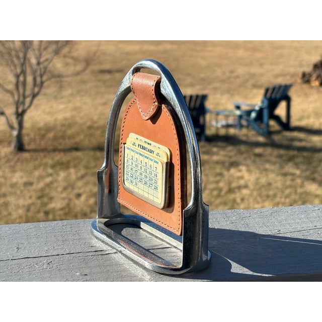 English Early 20th C. British Market Stirrup Design Desk Calendar For Sale - Image 3 of 9