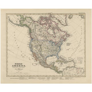 North America Map, 1857 For Sale