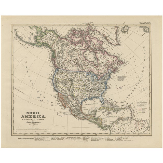 North America Map, 1857 For Sale