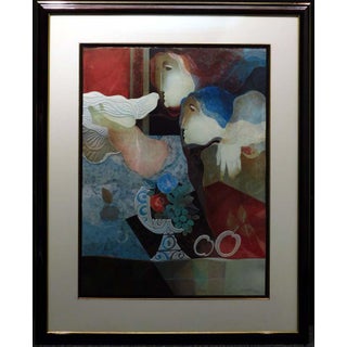 1990s Sunol Alvar "Acolliment" Lithograph Hand Signed Framed For Sale