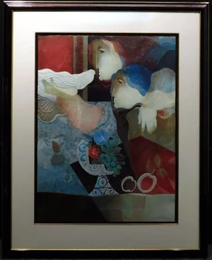 1990s Sunol Alvar "Acolliment" Lithograph Hand Signed Framed